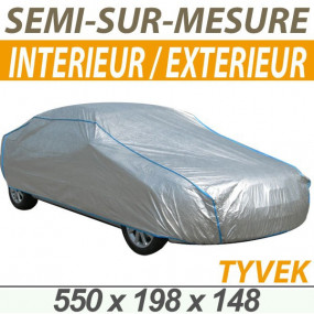 Semi-made-to-measure indoor outdoor car cover in Tyvek® (XXL1) - Car cover: convertible protection cover