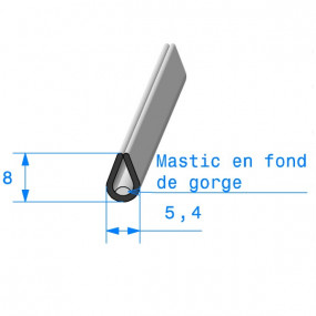 Guarnizione di finitura nera a forma di U con mastice nella parte inferiore della scanalatura - 5,4 x 8 mm