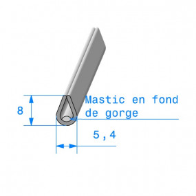 Guarnizione di finitura grigio a forma di U con mastice nella parte inferiore della scanalatura - 5,4 x 8 mm