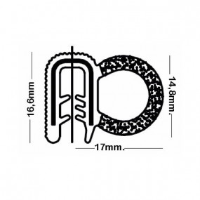 Versterkte deurafdichting - 17 x 16,6 mm