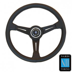 Black leather steering wheel and black aluminum spokes NARDI Classic Line