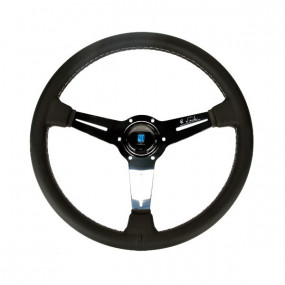 Classic Line leather steering wheel with polished aluminum spokes (Nardi)