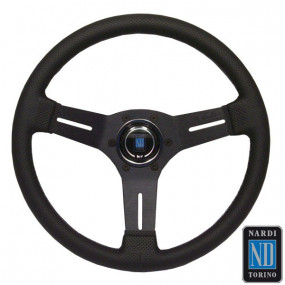 Competition Line perforated leather steering wheel with black aluminum spokes (Nardi)