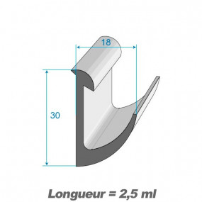 Joint de porte à lèvre - 18 x 30 mm