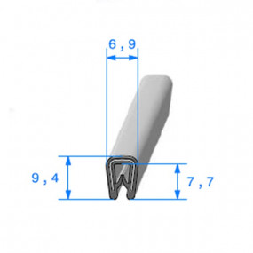 Metal frame seal with reinforced pvc clamp - 6.9 x 9.4 mm