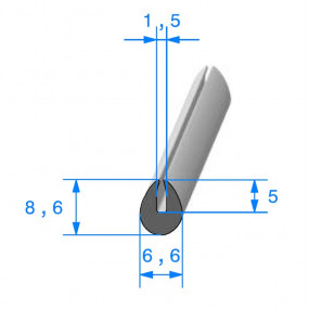 Guarnizione di finitura a forma di U - 6,6 x 8,6 mm