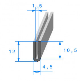 Joint de finition en U - 4.5 x 12 mm