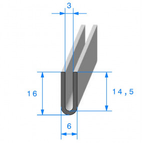 Abschlussdichtung in U-Profile – 6 x 16 mm