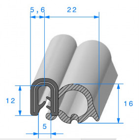 Guarnizione porta rinforzata - 22 x 12 mm