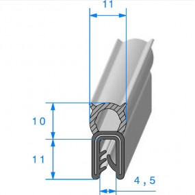 Joint coffre noir - 11 x 11 mm