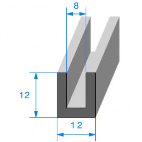 Abschlussdichtung in U-Profile – 12 x 12 mm