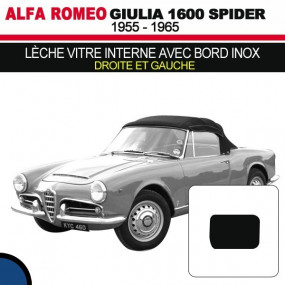 Lèche vitre interne avec bord inox (droite et gauche) cabriolets Alfa Romeo Giulia Spider 1600