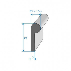 Offset cellular rubber bib seal - 10 x 30 mm