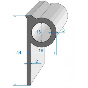 Joint bavette caoutchouc cellulaire décallée - 18 x 44 mm