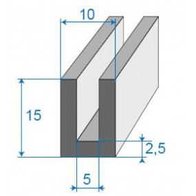 Junta compacta em U - 10 x 15 mm
