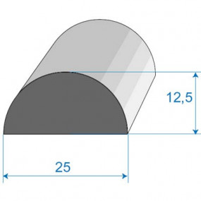 Halbmond-Gummidichtung - 25 x 12.5 mm