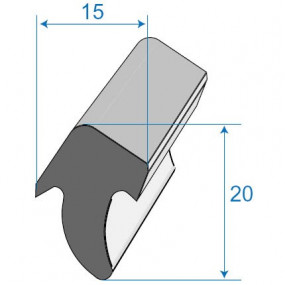 Joint de porte ou de coffre - 15 x 20 mm
