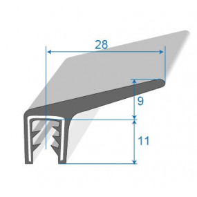 Junta (sello) de caja en marco de metal - 28 x 9 mm