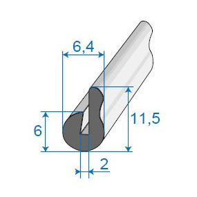 Guarnizione di finitura a forma di U - 6,4 x 11,5 mm