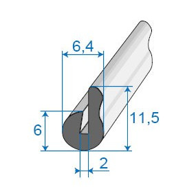 U-shaped finishing seal - 6.4 x 11.5 mm