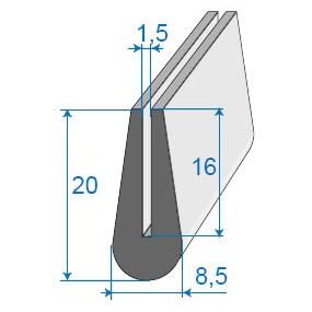 Abschlussdichtung in U-Profile – 8,5 x 20 mm