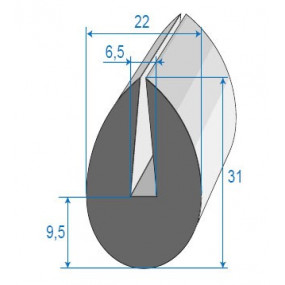 Abschlussdichtung in U-Profile – 22 x 31 mm