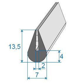 Abschlussdichtung in U-Profile – 7 x 13,5 mm