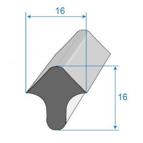 Guarnizione in gomma impermeabile nera per porte - 16 x 16 mm