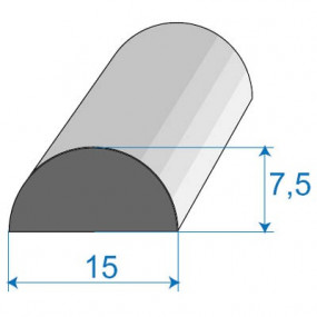 Half-moon rubber seal - 15 x 7.5 mm
