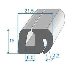 Glas- und Windschutzscheibendichtung - 21,5 x 15 mm