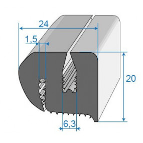 Uszczelka szyby i szyby przedniej - 24 x 20 mm