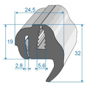Uszczelka szyby i szyby przedniej - 24,5 x 32 mm