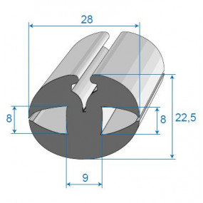 Uszczelka szyby przedniej i tylnej - 28 x 22,5 mm