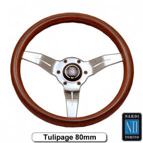DEEP CORN Mahogany wood steering wheel with polished aluminum branches (Nardi)
