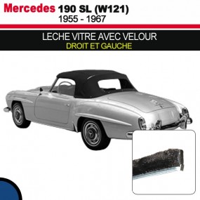 Guarnizione vetri destro e sinistro in velluto per cabriolet Mercedes 190 SL
