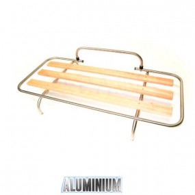 Porta-bagagens Véronique em alumínio ou aço inoxidável com barras de madeira