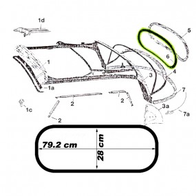 Joint de lunette arrière (petit modèle) pour capote Volkswagen Coccinelle 1303