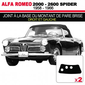 Joint à la base du montant de pare brise pour les cabriolets Alfa Romeo 2000, 2600 Spider
