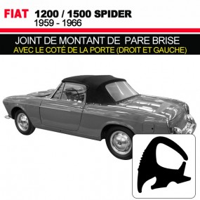Windscreen pillar seal with the side of the door (right and left) for Fiat 1200/1500 convertibles