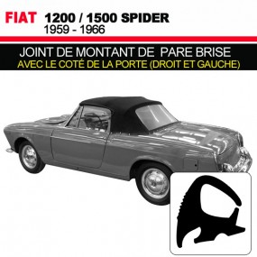 Junta de pilar de parabrisas con el lateral de la puerta (derecho e izquierdo) para descapotables Fiat 1200/1500