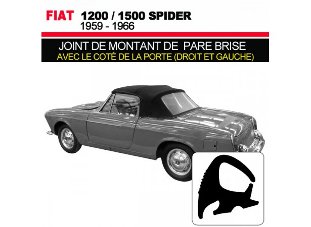 Joint de montant de pare brise avec le coté de la porte (droit et gauche) pour les cabriolets Fiat 1200/1500
