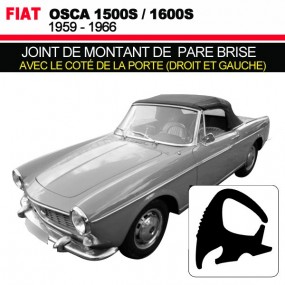 Windscreen pillar seal with the side of the door (right and left) for Fiat Osca 1500S 1600S convertibles