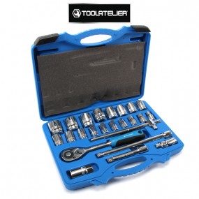 Coffret d'outils 1/2" : clé à cliquet, douilles (24 pièces) - ToolAtelier