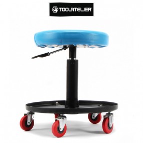 Adjustable workshop stool with storage bin - ToolAtelier