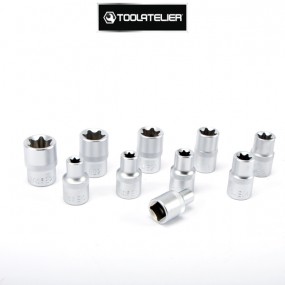 Zestaw nasadek Torx z gniazdem żeńskim, kwadrat 1/2" (10 sztuk) - ToolAtelier®