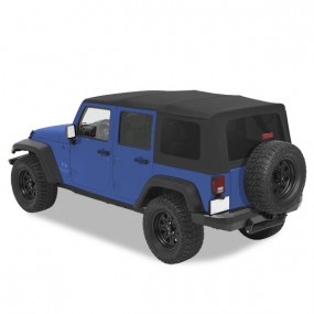 Softtop (cabriodak) zonder deuren, met originele rolbeugel (roadsterbar) Jeep Wrangler JK 4x4 (4 deuren) in vinyl
