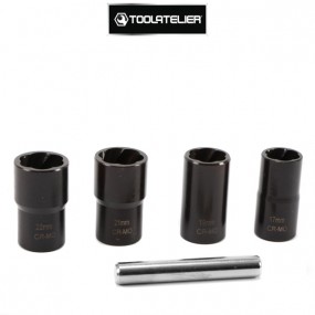 Maleta de soquetes especiais danificados, encaixe quadrado 1/2" (5 peças) - ToolAtelier®