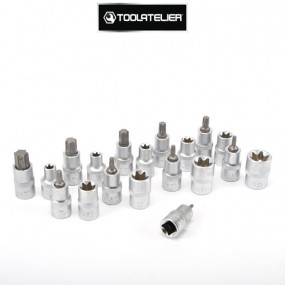 Male and female Torx sockets, 1/2 "square drive (19-piece set) - ToolAtelier®