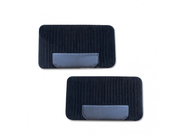 4 pannelli porta per Fiat 500 F-L-R (tessuto a coste nero e similpelle nera)