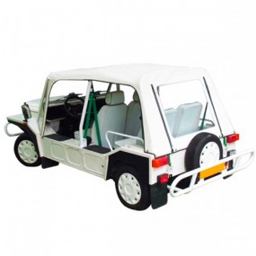 Verdeck (cabriodach) mit Türen Mini Moke Cagiva Cabrio in weißem Vinyl mit grünen Oberflächen